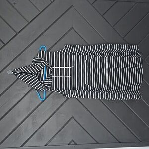 Black with white stripes sllevless hoodie dress